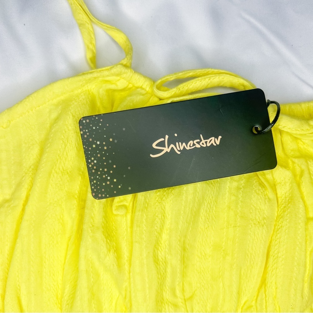 ❌SOLD❌ Shinestar Juniors Spaghetti Strap Crop Top - Bright Yellow, Size S - Picture 2 of 5